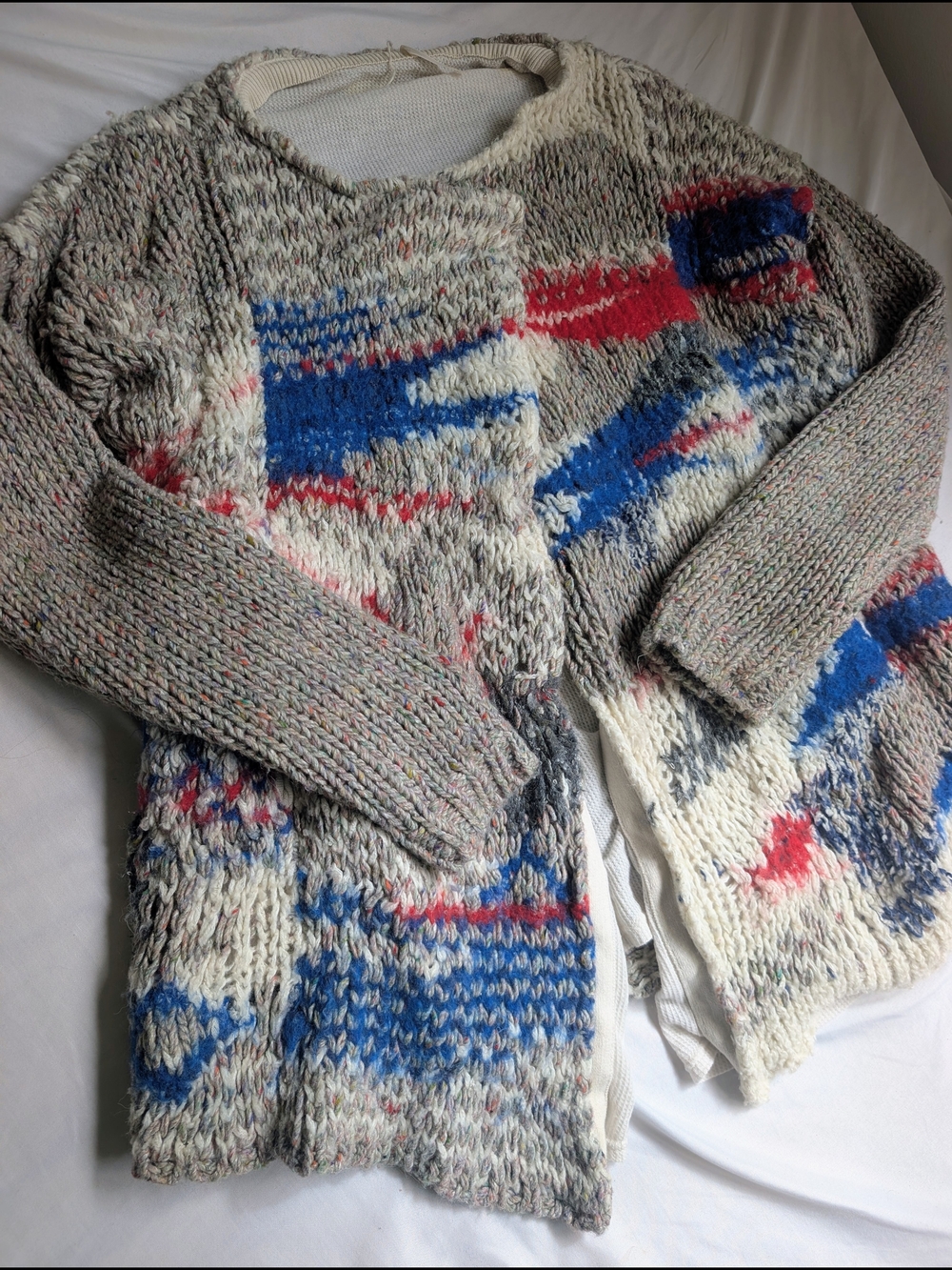 Free People "Fireworks" Chunky Wool Knit Cardigan Sweater - Picture 5 of 11